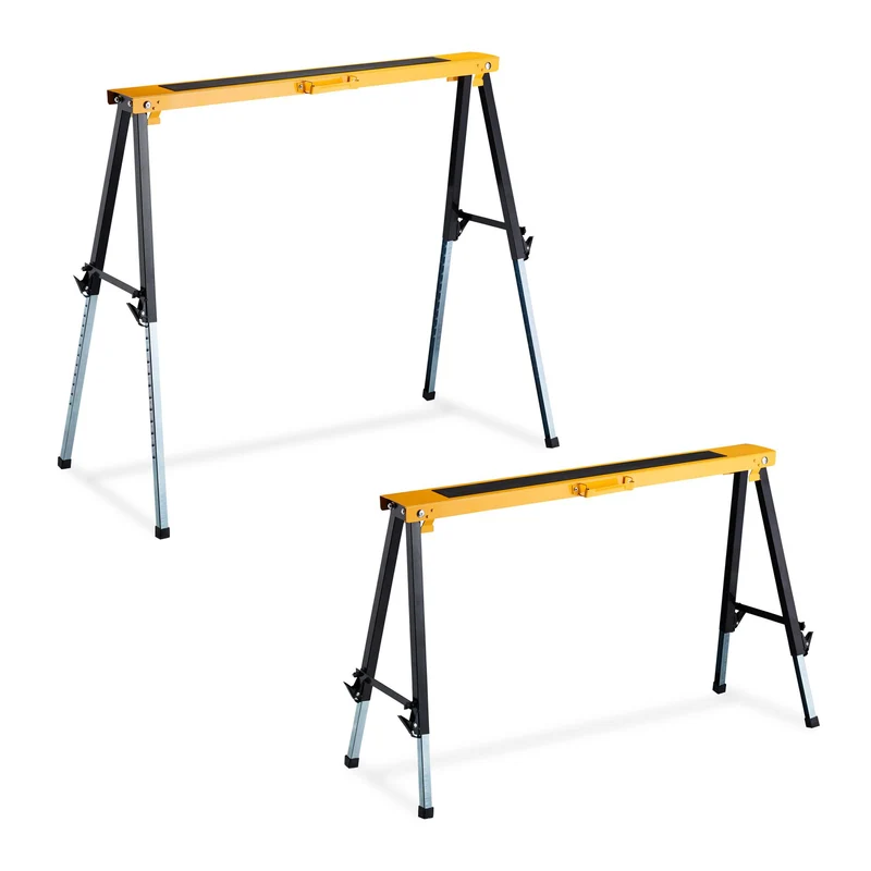 Lot de 2 tréteaux réglables pour bricolage hauteur max 12 positions surface antidérapante en acier orange 13_0013450