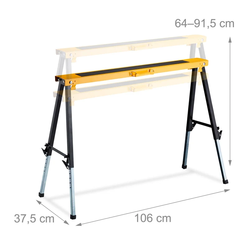 Lot de 2 tréteaux réglables pour bricolage hauteur max 12 positions surface antidérapante en acier orange 13_0013450