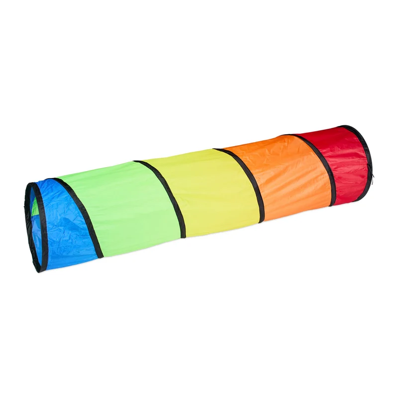 Tunnel de jeu pliable pour enfants intérieur extérieur 200 x 60 cm facile à monter ambiance colorée en polyester multicolore 13_0015486