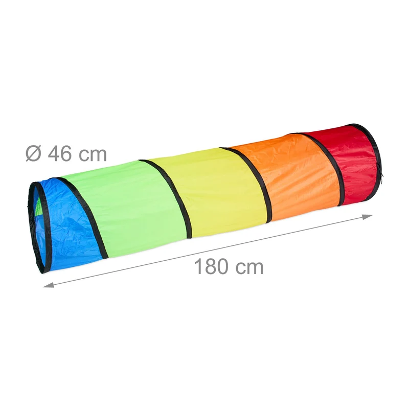 Tunnel de jeu pliable pour enfants intérieur extérieur 200 x 60 cm facile à monter ambiance colorée en polyester multicolore 13_0015486