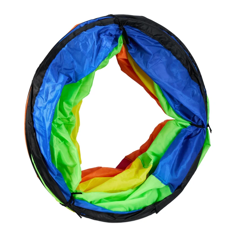 Tunnel de jeu pliable pour enfants intérieur extérieur 200 x 60 cm facile à monter ambiance colorée en polyester multicolore 13_0015486