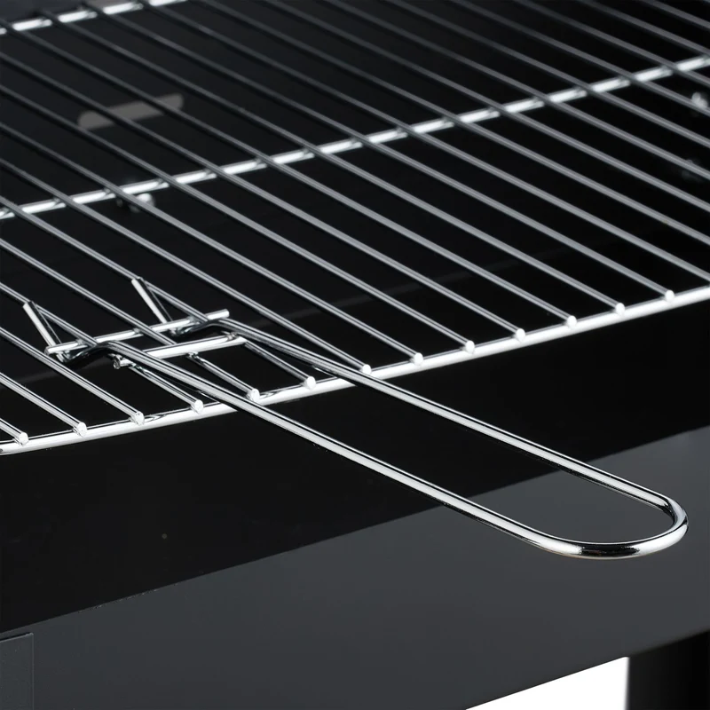 Barbecue mobile avec étagères pour jardin grande surface de cuisson réglable 115 x 60 x 100 cm en métal noir 13_0016759
