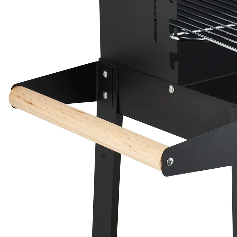 Barbecue mobile avec étagères pour jardin grande surface de cuisson réglable 115 x 60 x 100 cm en métal noir 13_0016759