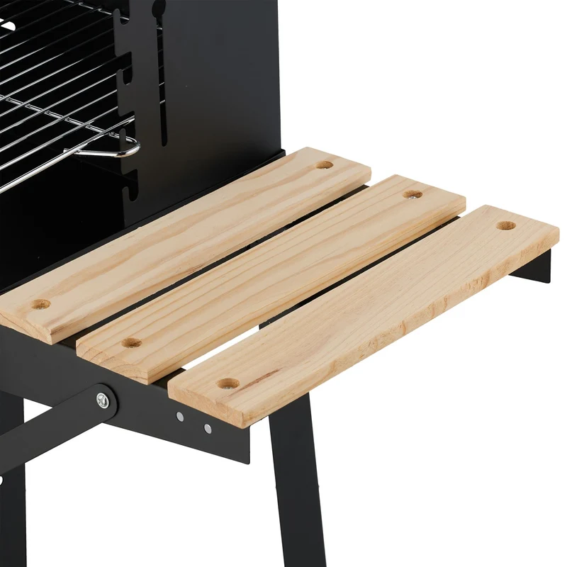 Barbecue mobile avec étagères pour jardin grande surface de cuisson réglable 115 x 60 x 100 cm en métal noir 13_0016759