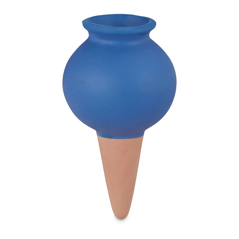 Lot de 4 cônes d'arrosage en céramique pour plantes 12 x 6 cm arrosage automatique intérieur jardin en argile bleu 13_0010432