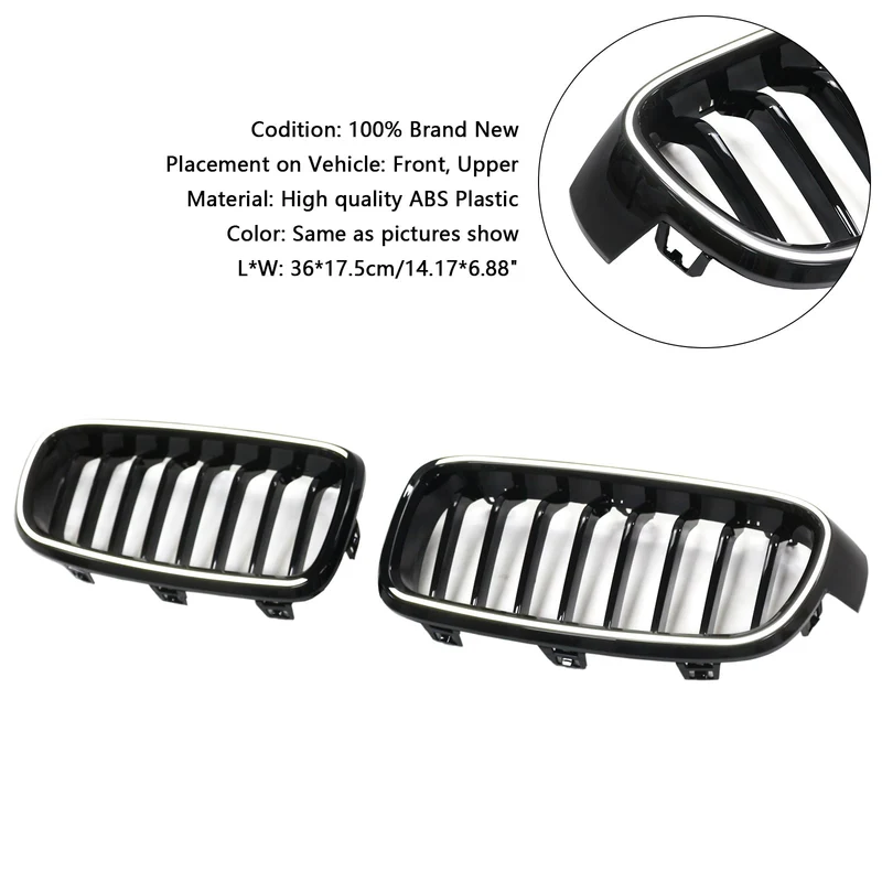 Grille Calandre BMW Série 3 F30 F31 Noir Brillant 2012-2019