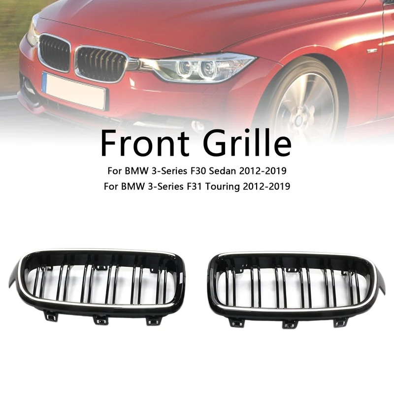 Calandre Double Lamelles BMW Série 3 F30 F31 F35 Noir Brillant