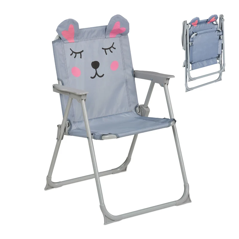 Chaise pliante enfant légère pour jardin camping 51,5 x 36 x 37,5 cm en polyester rose 13_0016983