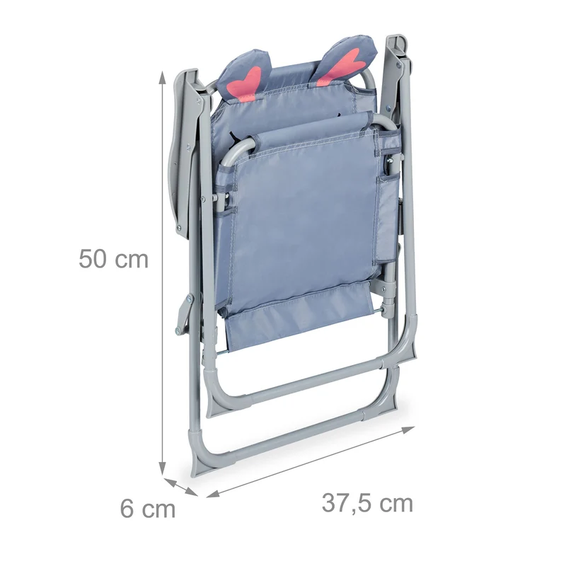 Chaise pliante enfant légère pour jardin camping 51,5 x 36 x 37,5 cm en polyester rose 13_0016983