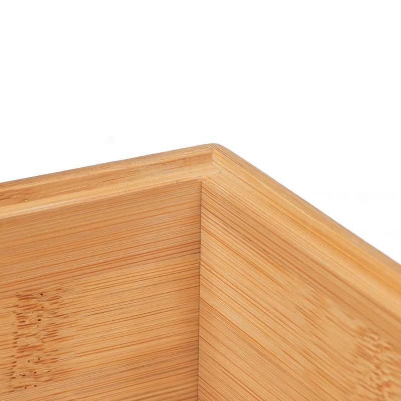 Boîte de rangement empilable 14 x 30 x 20 cm pour salle de bain cuisine salon finition naturelle en bambou 13_0012742