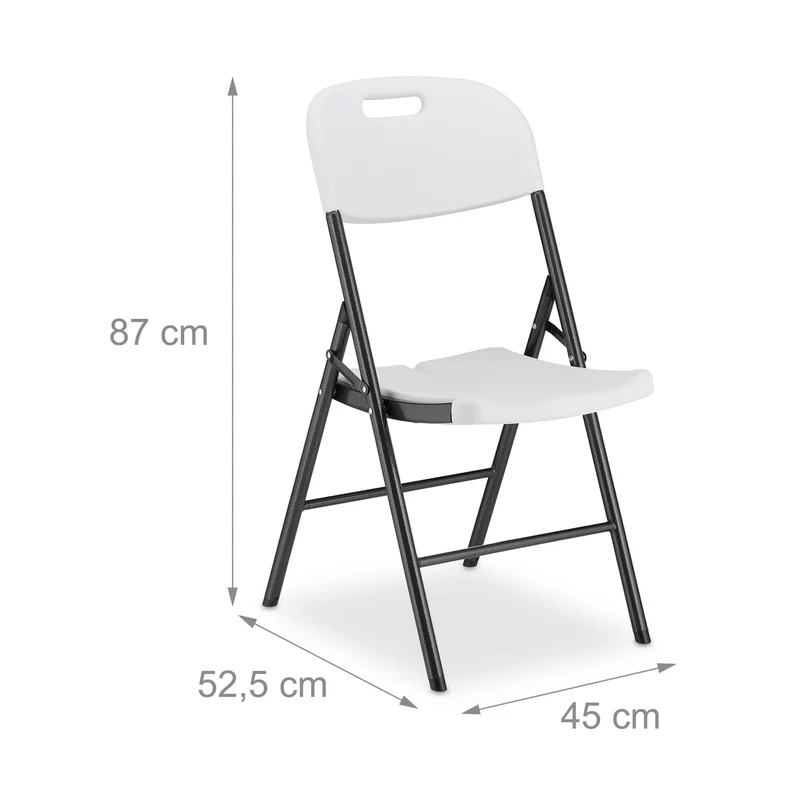 Lot de 2 chaises de jardin pliantes pratiques 87 x 45 x 52,5 cm en acier blanc 13_0015642