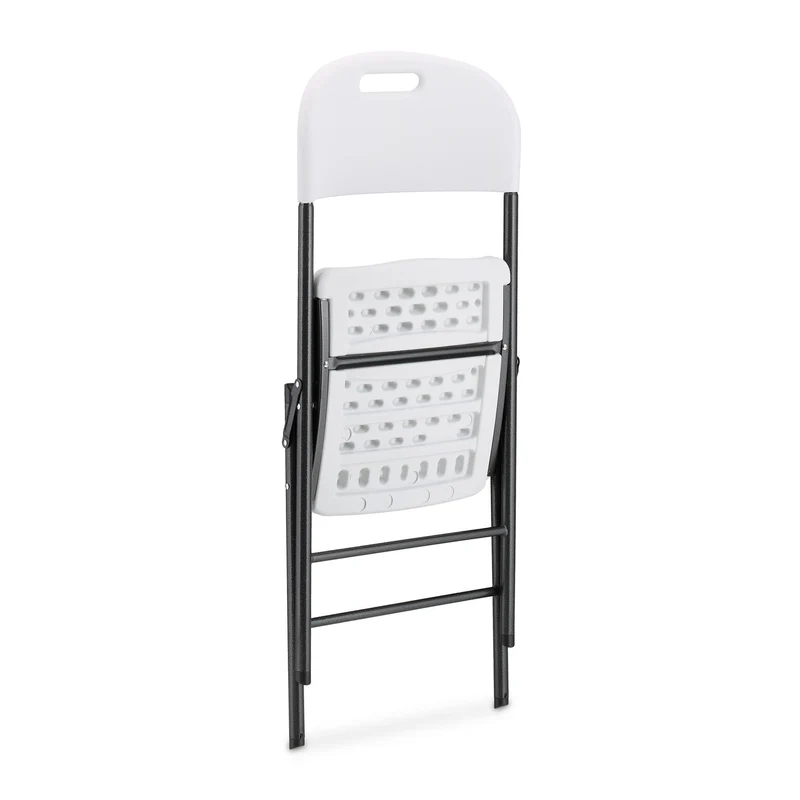 Lot de 2 chaises de jardin pliantes pratiques 87 x 45 x 52,5 cm en acier blanc 13_0015642