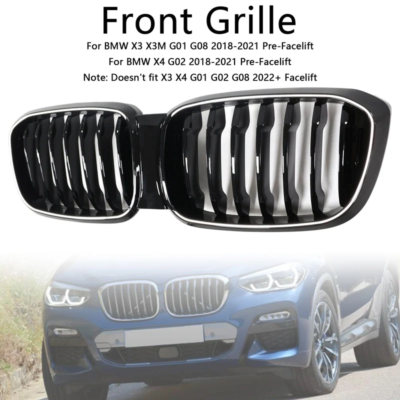 Calandre Maille BMW X4 G02 X3 G01 Noir 2018-2021 v3