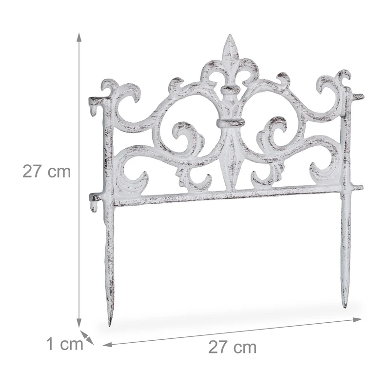 Lot de 10 éléments de clôture rustique jardin délimitation esthétique 27 x 27 x 1 cm en fonte noir 13_0016498