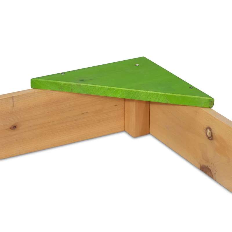 Bac à sable carré pour enfants avec assises d'angle 120 x 120 x 30 cm jeu extérieur coloré en bois de sapin naturel 13_0011637
