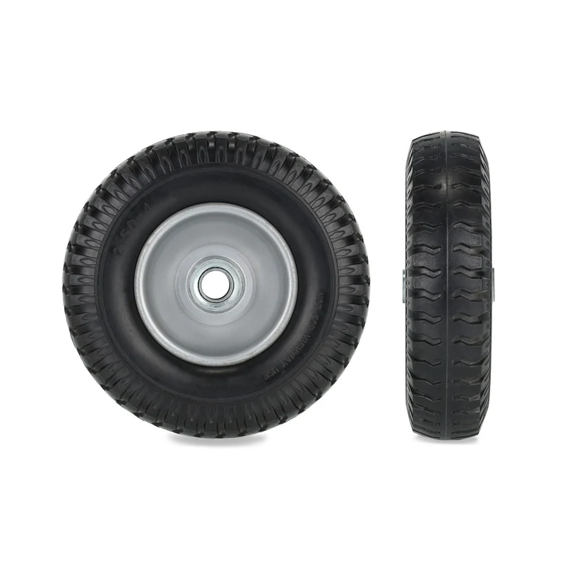 Lot de 2 roues de brouette increvables confort de conduite 25 x 10 cm en caoutchouc noir 13_0012283