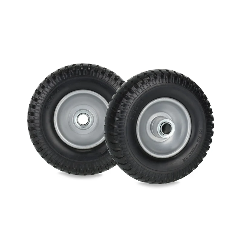 Lot de 2 roues de brouette increvables confort de conduite 25 x 10 cm en caoutchouc noir 13_0012283