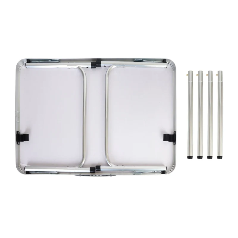 Table de camping pliante légère 70 x 75 x 55 cm compacte 2 hauteurs en aluminium gris 13_0016936