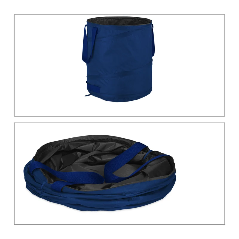 Lot de 3 sacs de jardin pop-up 85 L pratiques pour déchets verts jardinage en plastique bleu 13_0011594
