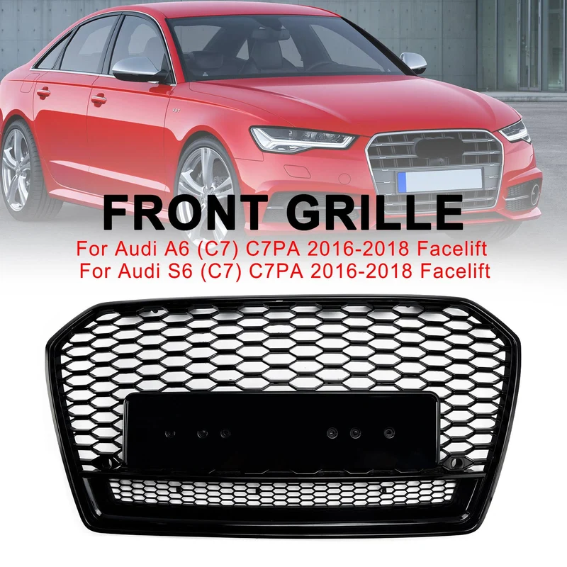 Calandre Style RS6 Nid Abeille Noir Audi A6 C7PA 2016-2018