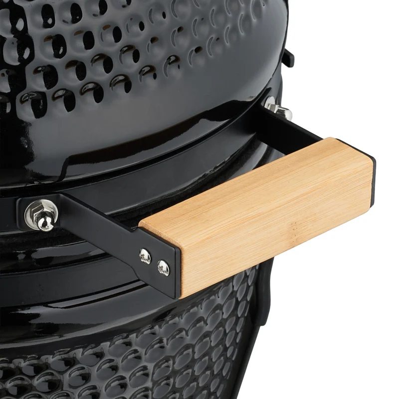 Gril barbecue Kamado polyvalent cuisson précise 56,5 x 43 x 46 cm en céramique noir 13_0016745