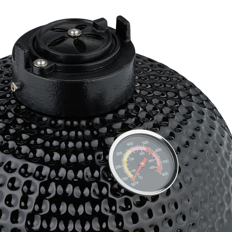Gril barbecue Kamado polyvalent cuisson précise 56,5 x 43 x 46 cm en céramique noir 13_0016745