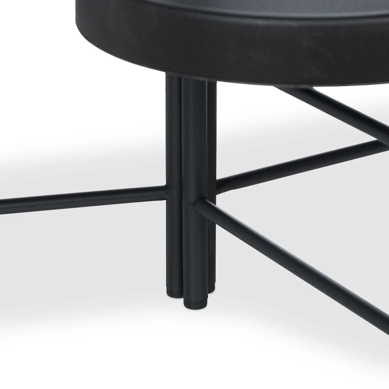 Étagère à plantes pliable moderne pour salon véranda 65 x 44 x 44 cm 3 tablettes rondes en acier noir 13_0016749