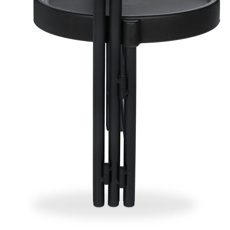 Étagère à plantes pliable moderne pour salon véranda 65 x 44 x 44 cm 3 tablettes rondes en acier noir 13_0016749