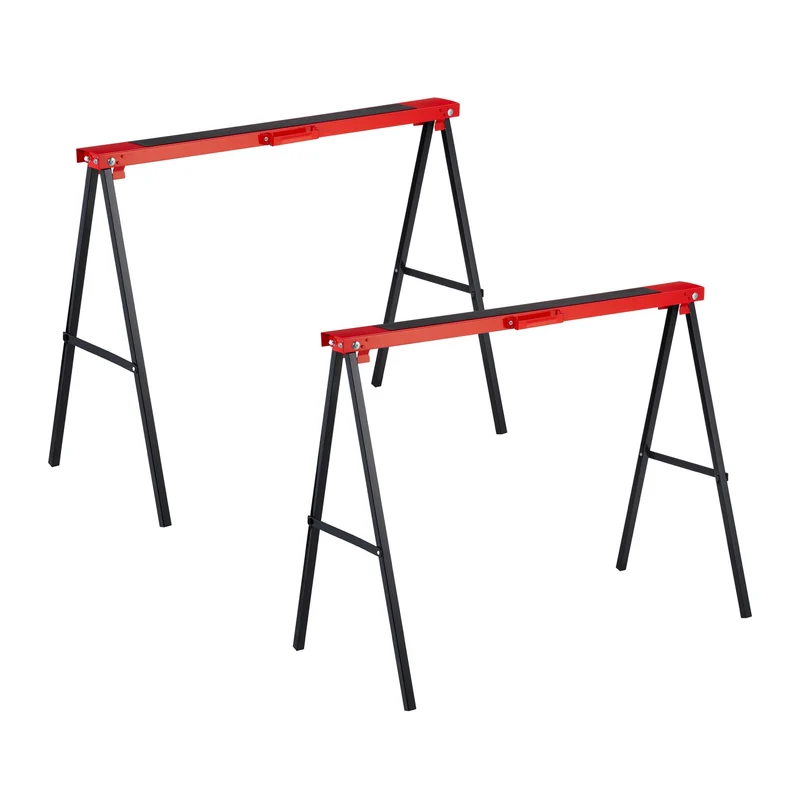 Lot de 2 tréteaux de travail pliables robustes pour jardinage rénovation 80 x 60 x 10 cm en acier noir 13_0016977