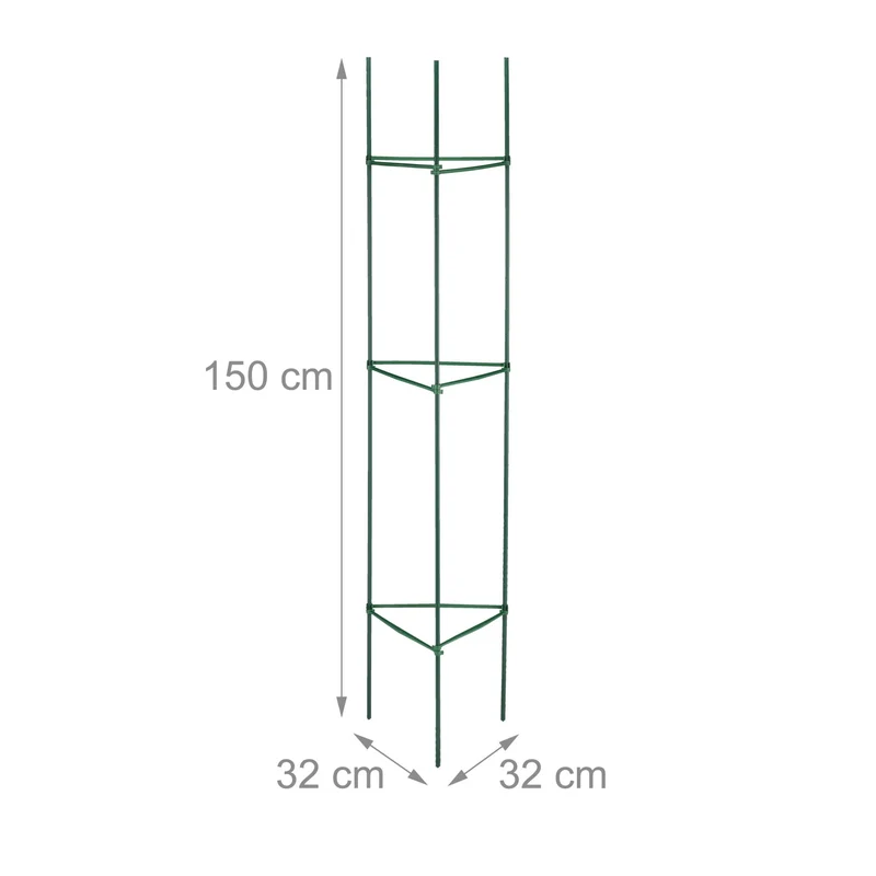 Lot de 4 tuteurs à tomates jardin balcon 150 cm en métal vert 13_0011786
