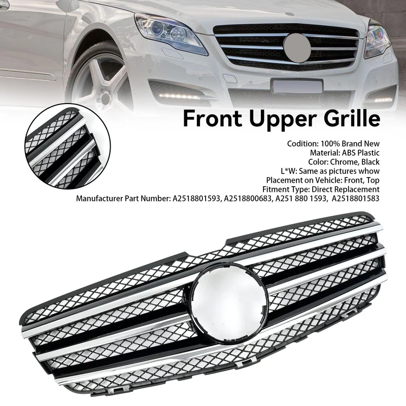 Grille Pare-Chocs Chrome Noir Mercedes Classe R W251 2010-2013