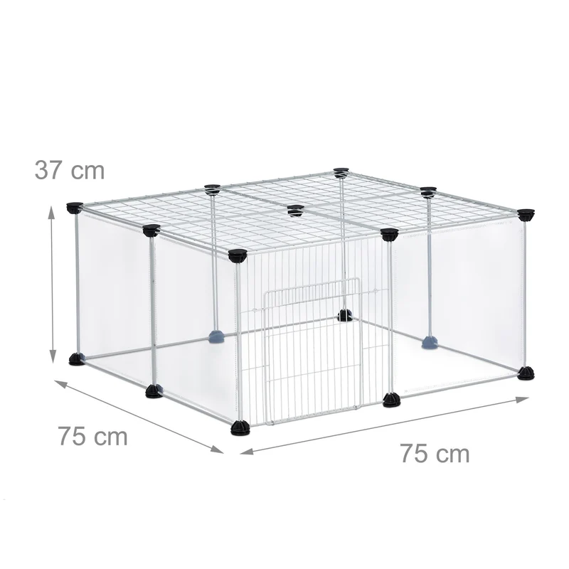 Enclos pour petits animaux extensible assemblage facile jardin 120 x 120 x 60 cm en fer gris 13_0011232