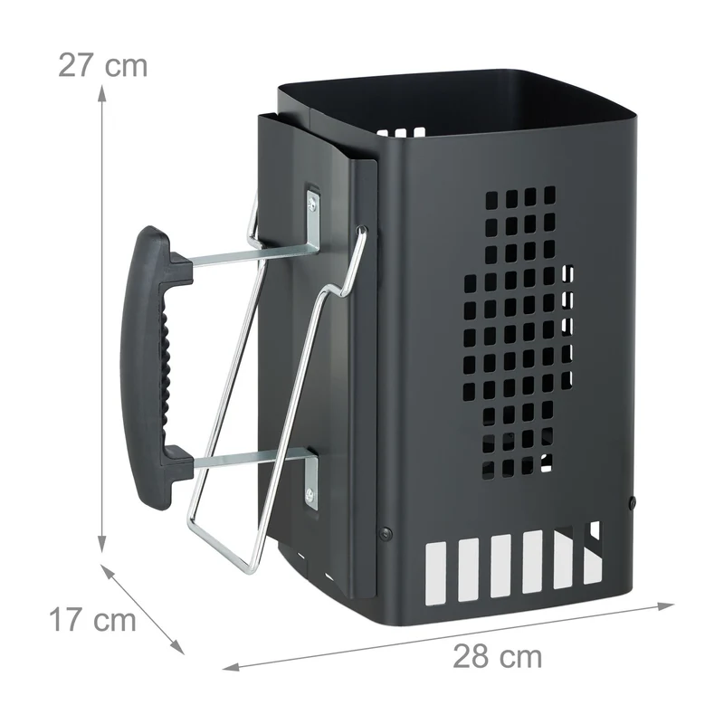 Cheminée d'allumage pratique pour barbecue 30 x 30 x 20 cm en métal noir 13_0012047