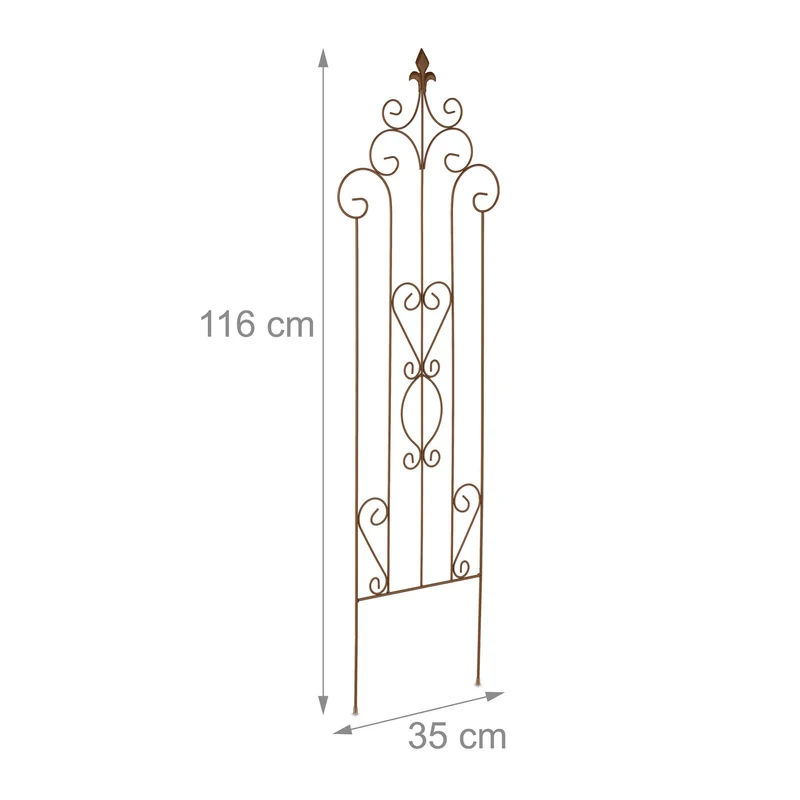 Tuteur à plantes décoratif mural 116 x 35 cm facile à planter en acier marron 13_0016794