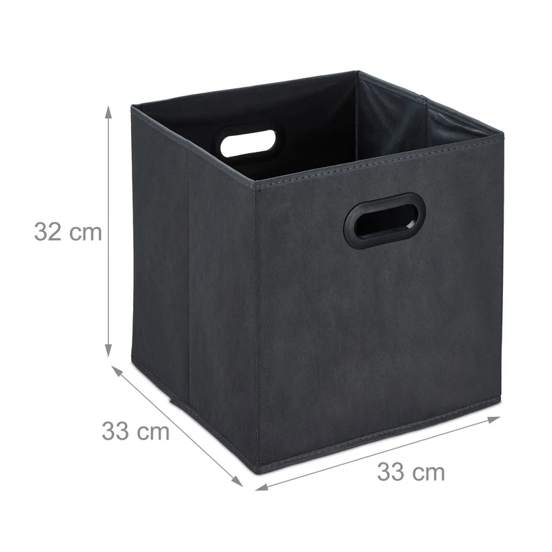 Lot de 4 boîtes de rangement pliables pratiques 30 x 30 x 30 cm en tissu anthracite 13_0013905
