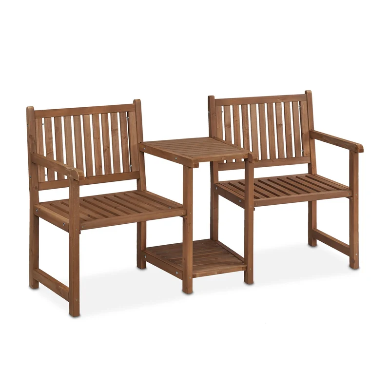 Banc de jardin décoratif et confortable pour 2 personnes 150 x 50 x 80 cm en bois de sapin marron 13_0011306