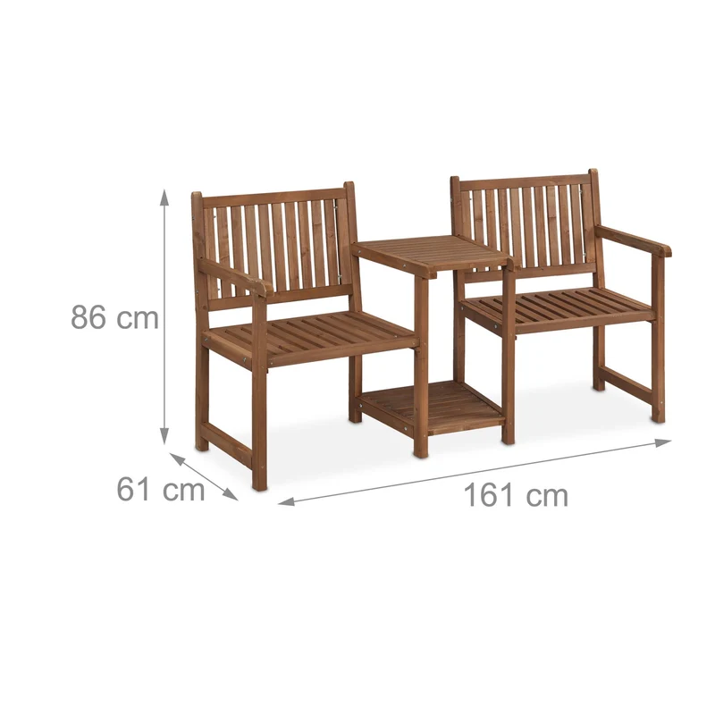 Banc de jardin décoratif et confortable pour 2 personnes 150 x 50 x 80 cm en bois de sapin marron 13_0011306