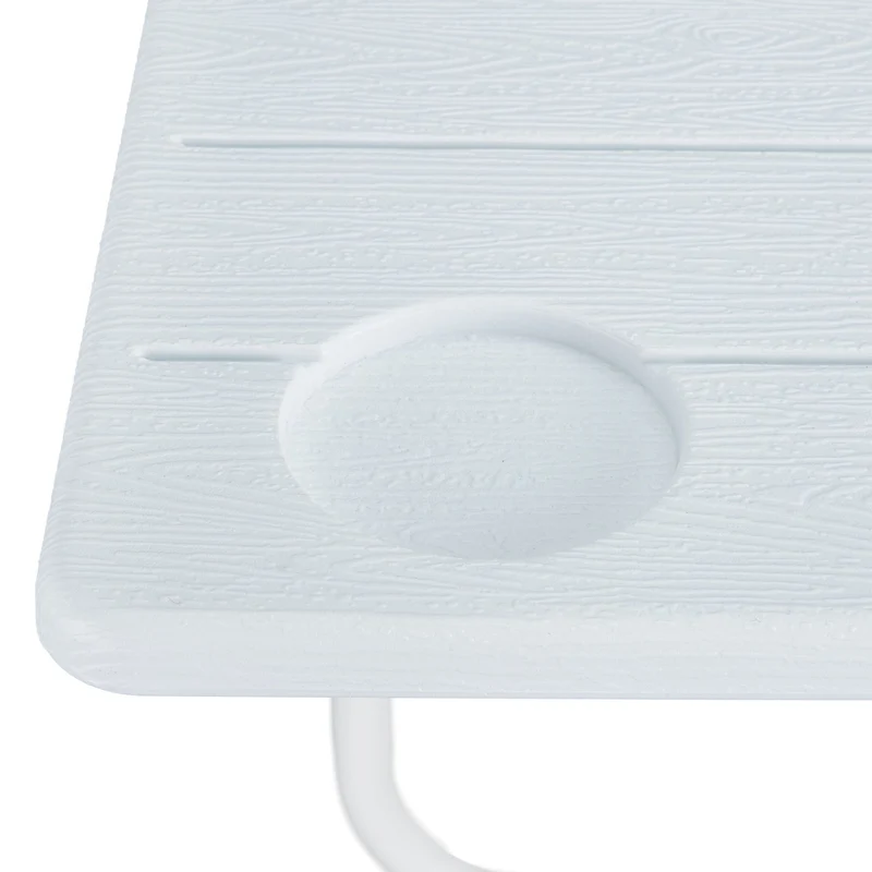 Table de balcon rabattable suspendue pratique 60 x 40 x 5 cm en plastique aspect bois blanc 13_0010539