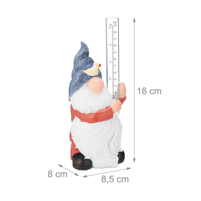 Pluviomètre nain de jardin décoratif mesure analogique 12 x 12 x 30 cm en plastique vert 13_0013710