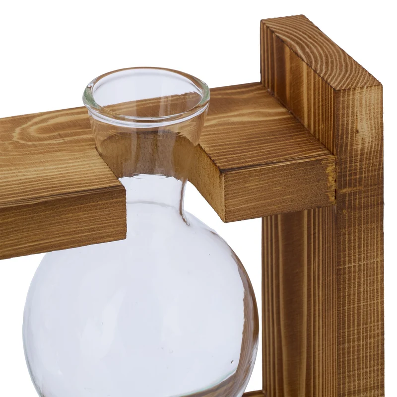 Lot de 3 vases décoratifs hydroponiques pour plantes fleurs 13 x 28 x 6,5 cm en bois de hêtre transparent 13_0016173