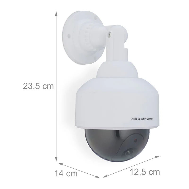 Fausse caméra de surveillance design réaliste sécurité intérieure extérieur 23,5 x 12,5 x 14 cm en plastique blanc 13_0012463