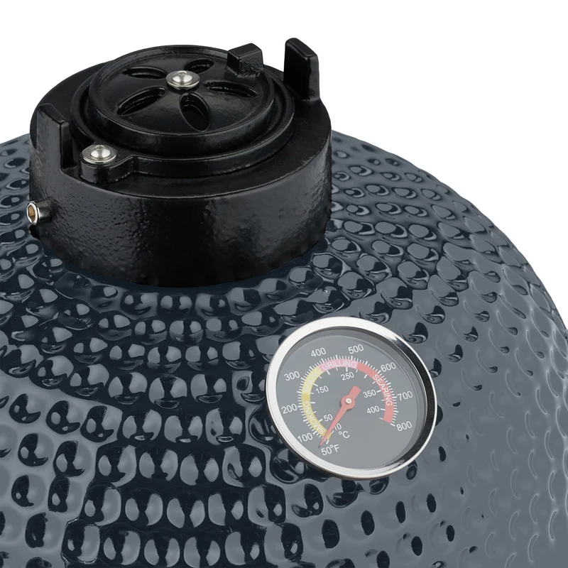 Gril barbecue Kamado polyvalent cuisson précise 56,5 x 43 x 46 cm en céramique noir 13_0016748