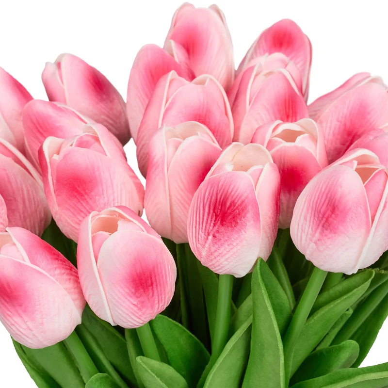 Lot de 24 tulipes artificielles décoratives pour salon chambre 33,5 cm style épuré en plastique blanc 13_0016310
