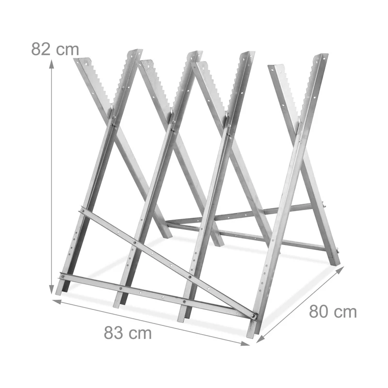 Chevalet de tronçonnage pliable pour bois environnement extérieur 60 x 70 x 100 cm en acier galvanisé 13_0016118