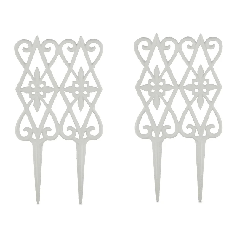 Lot de 2 clôtures de jardin décoratives 22 x 35 cm en fonte blanc 13_0011995