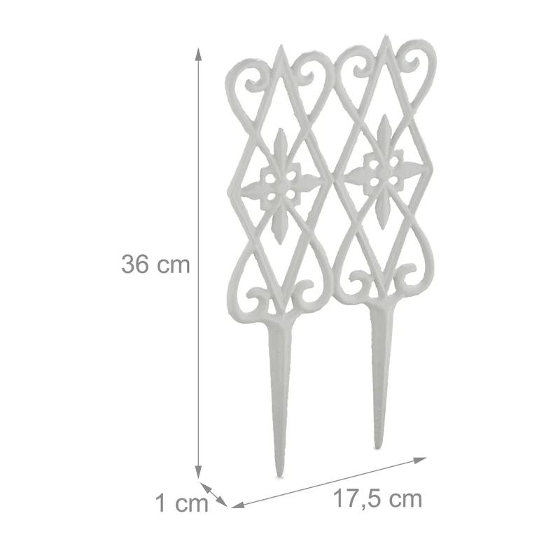 Lot de 2 clôtures de jardin décoratives 22 x 35 cm en fonte blanc 13_0011995
