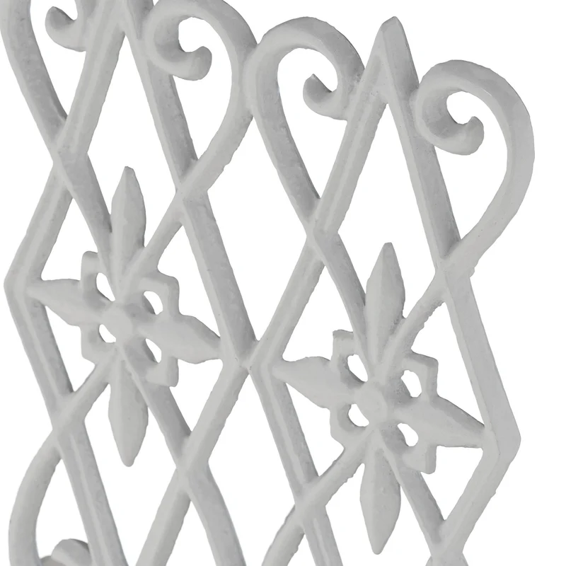 Lot de 2 clôtures de jardin décoratives 22 x 35 cm en fonte blanc 13_0011995
