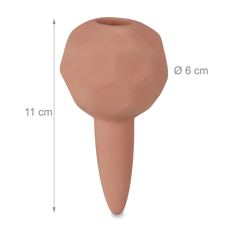 Lot de 4 cônes d'arrosage automatiques en argile perméable pour plantes terrasse jardin 15 x 15 x 20 cm en argile beige 13_0010431