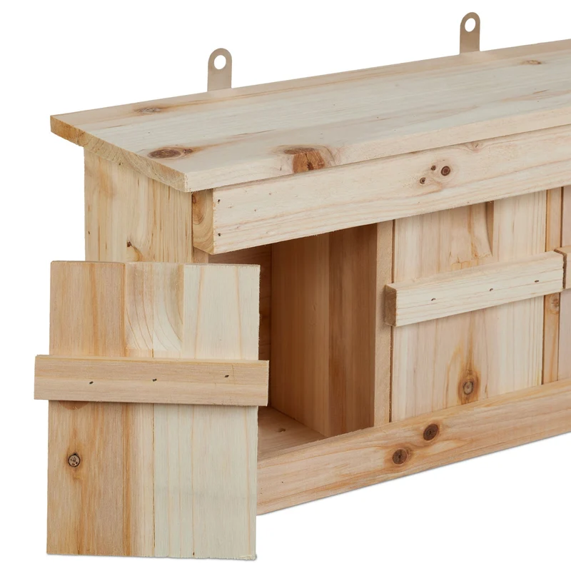 Nichoir d'extérieur 22 x 43,5 x 15 cm 3 chambres pratique en bois naturel 13_0015940