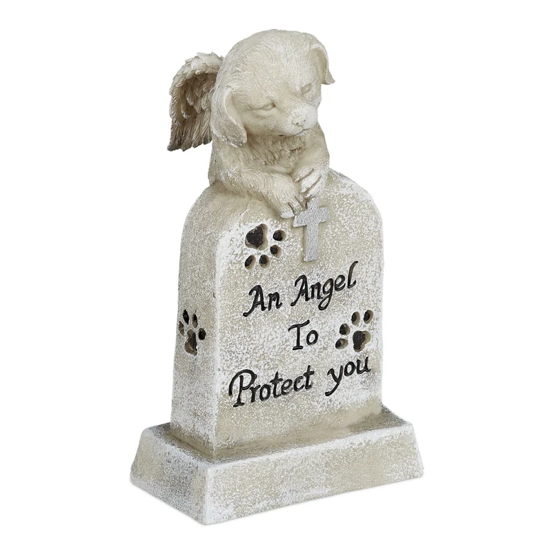 Décoration pour la tombe d'animal de compagnie jardin cimetière à la mémoire de votre compagnon 30 x 20 x 15 cm en résine blanche 13_0010582